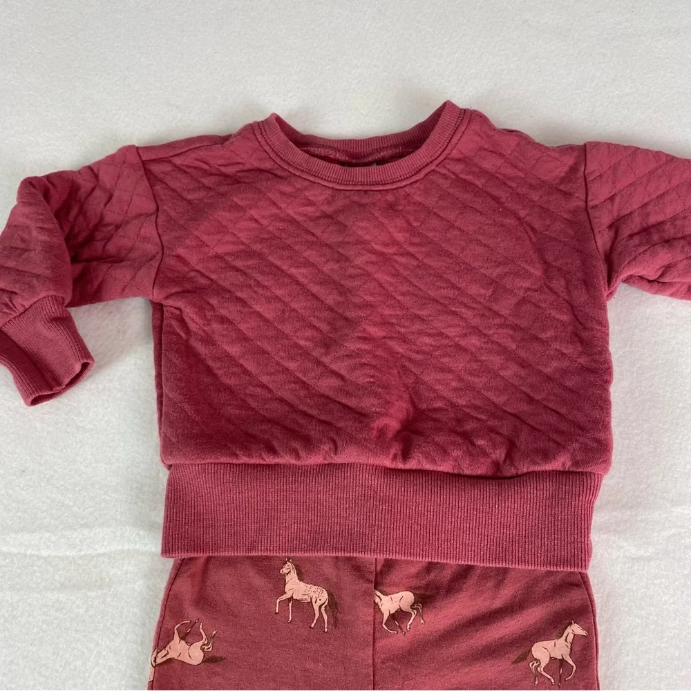 Carter's Burgundy Quilted Sweatshirt & Flare leg Pull on Toddler Girls Size 18m